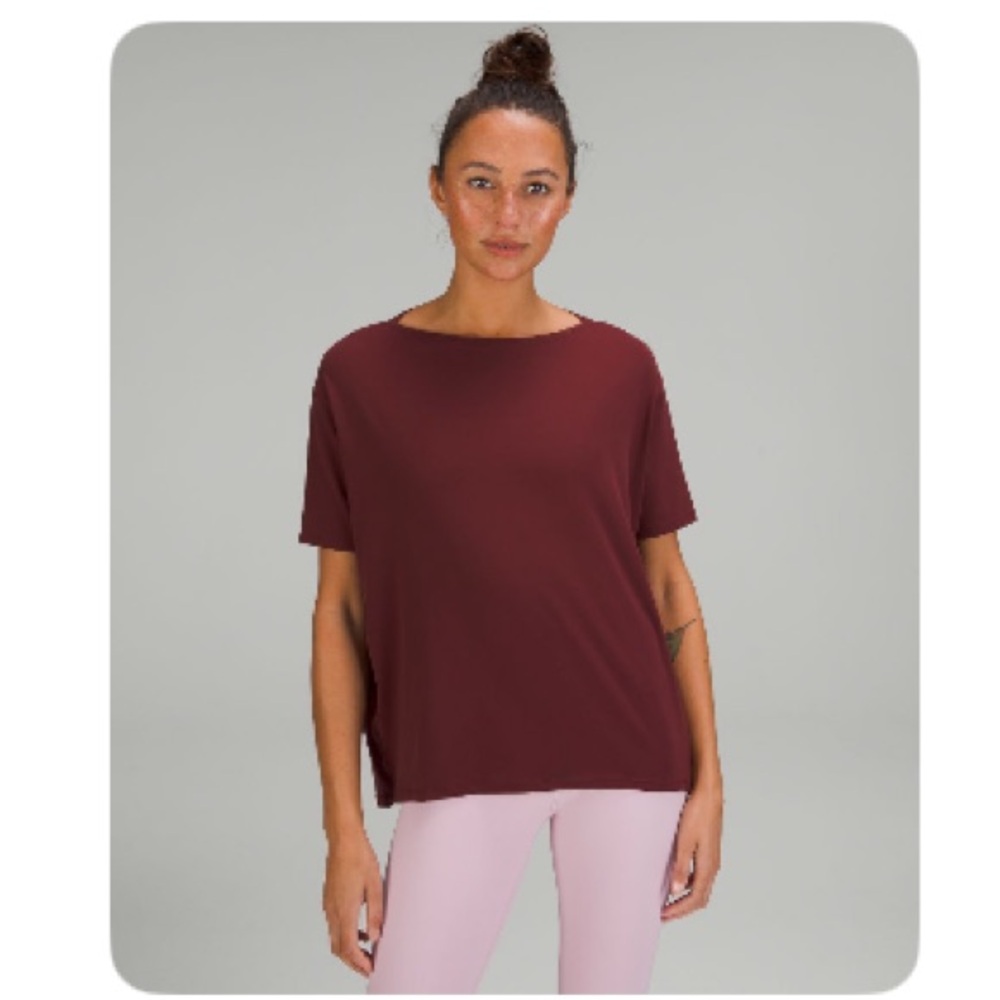 Back in Action Short Sleeve Nulu Red Merlot (burgundy) color
